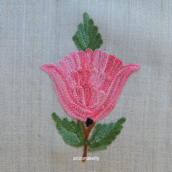 Wool Scarf with Chain Stitch Embroidery Shawl Wrap Floral - Picture 5 of 15